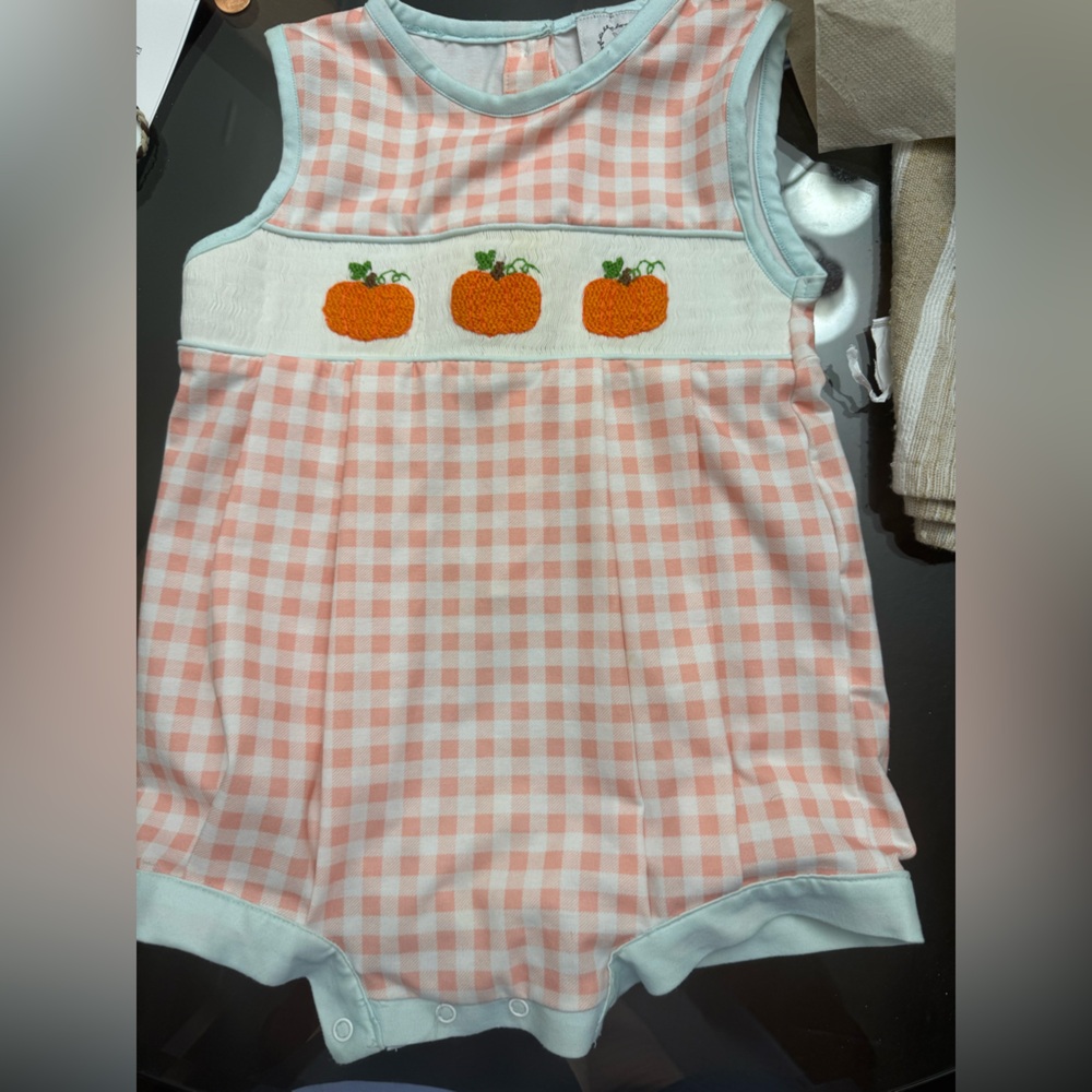 Pink and White Gingham Kids Romper